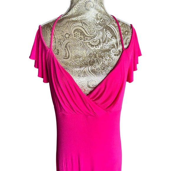VENUS Sexy Stretch Hot Pink High-Low Summer Vacation Ruffle Dress Size Medium - Picture 5 of 7